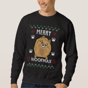 Frohe Weihnachten Woofmas Spitz Hund Ugly Sweatshirt