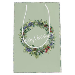 Frohe Weihnachten - Wraath - Handgemalte Wasserfar Mittlere Geschenktüte