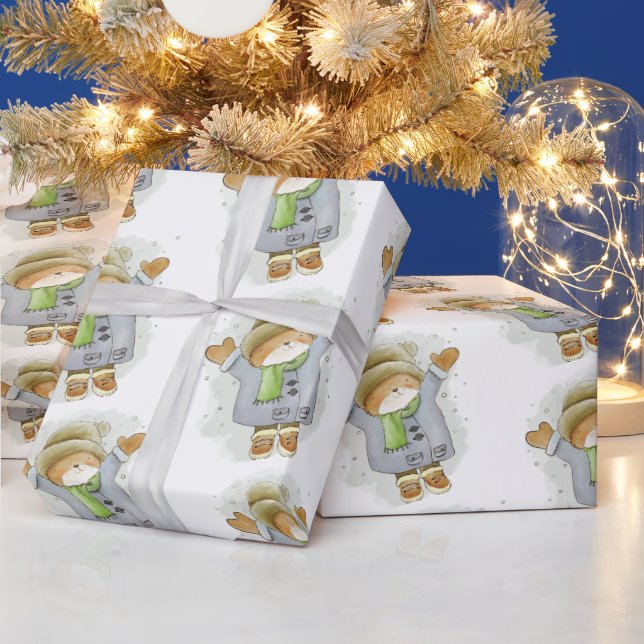 Frohe Weihnachten Wrap Cat Kitten Winter  Geschenkpapier (Feiertage)