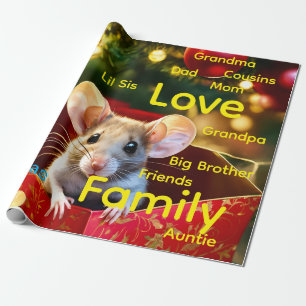 Frohe Weihnachten Wrap Familie Liebe Maus  Geschenkpapier
