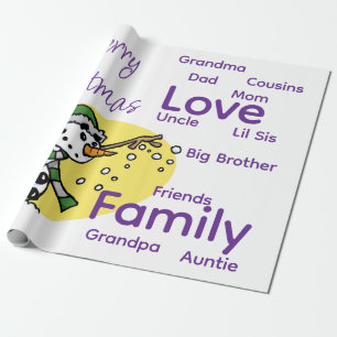 Frohe Weihnachten Wrap Familie Liebe Schneemann Geschenkpapier