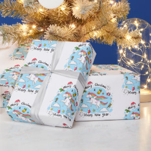 Frohe Weihnachten Wrap Unicorn Frohes neues Jahr Geschenkpapier