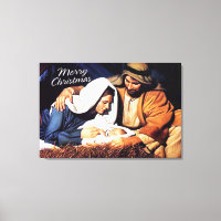 Frohe Weihnachten Wrapped Canvas Krippe Print