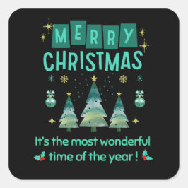 Frohe Weihnachten - Wunderbare Zeit des Jahres Quadratischer Aufkleber