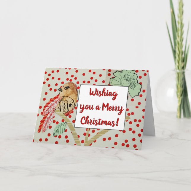 "Frohe Weihnachten wünschen" Red Bird Weihnachten Karte (Vorderseite)