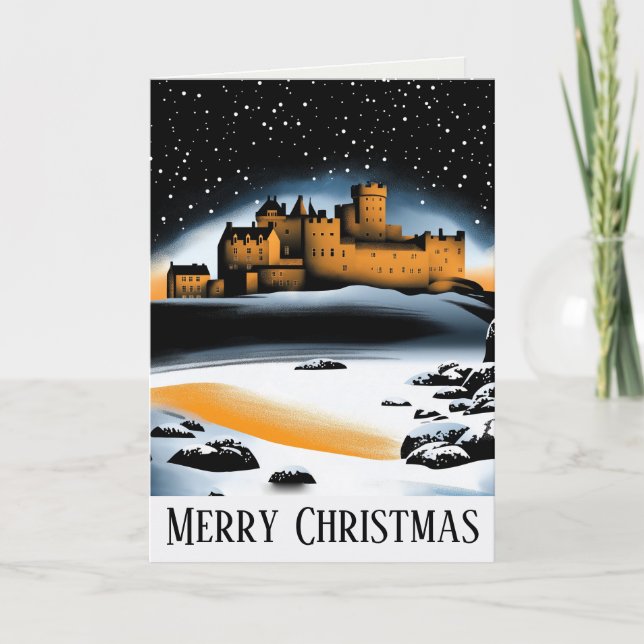 Frohe Weihnachten wünscht Bamburgh Castle England Karte (Vorderseite)