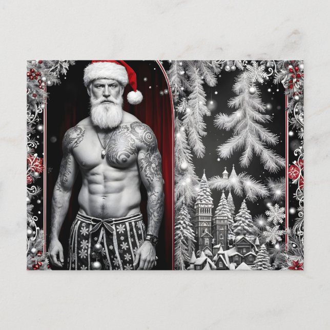 Frohe Weihnachten wünscht der Weihnachtsmann Postkarte (Vorderseite)