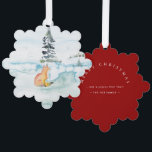 Frohe Weihnachten wünscht Wasserfarbenfox & Tree Ornament Karte<br><div class="desc">Dieser niedliche Weihnachtsschmuck mit einem Aquarellfuchs und einem Kiefernbaum auf einem schneebedeckten Feld. Die Ornamente verehren sich, um die Worte "Frohe Weihnachten". Verwenden Sie die Vorlagenfelder, um Ihren benutzerdefinierten Gruß hinzuzufügen. Eine charmante Wahl für einzigartige frohe Weihnachtswünsche. Weitere Designs wie diese besuchen www.zazzle.com/dotellabelle Einzigartige Kunst und Design von Victoria Grigaliunas...</div>