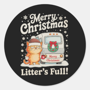 Frohe Weihnachten Wurf Vollkatze Weihnachten Urlau Runder Aufkleber