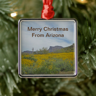 Frohe Weihnachten Wüstenwildblume Arizona Feiertag Ornament Aus Metall