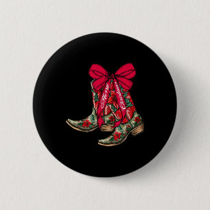 Frohe Weihnachten Xmas Cowboy Boots Coquette Bow P Button
