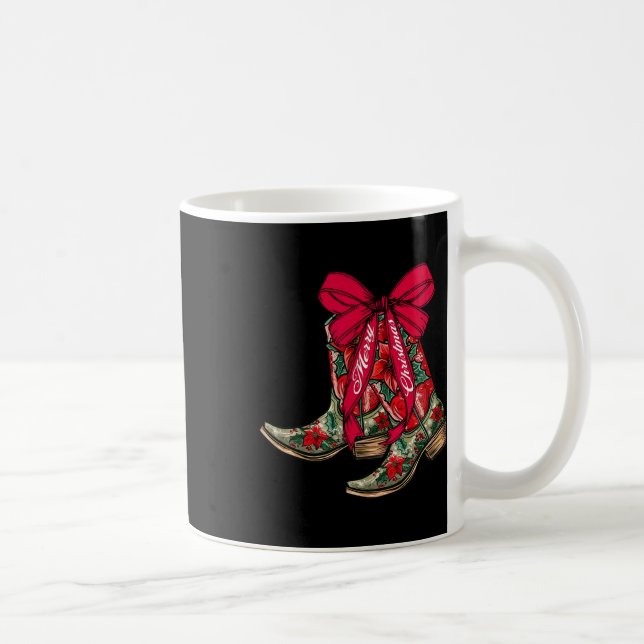 Frohe Weihnachten Xmas Cowboy Boots Coquette Bow P Kaffeetasse (Rechts)