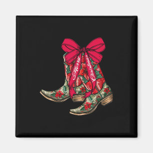 Frohe Weihnachten Xmas Cowboy Boots Coquette Bow P Magnet
