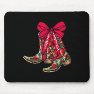 Frohe Weihnachten Xmas Cowboy Boots Coquette Bow P Mousepad