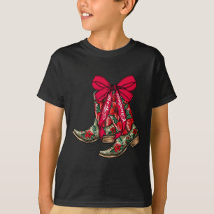 Frohe Weihnachten Xmas Cowboy Boots Coquette Bow P T-Shirt