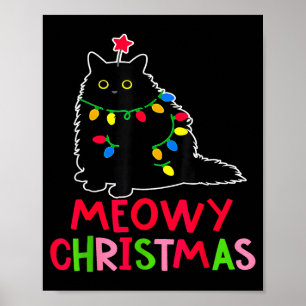 Frohe Weihnachten Xmas Lichter Schwarze Katzen Sch Poster