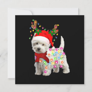 Frohe Weihnachten Xmas Westie Hund Rentier Cosplay Einladung