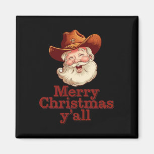 Frohe Weihnachten Y’all Cowboy Santa Western Land Magnet