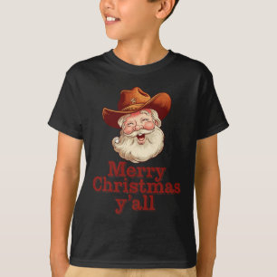 Frohe Weihnachten Y’all Cowboy Santa Western Land T-Shirt