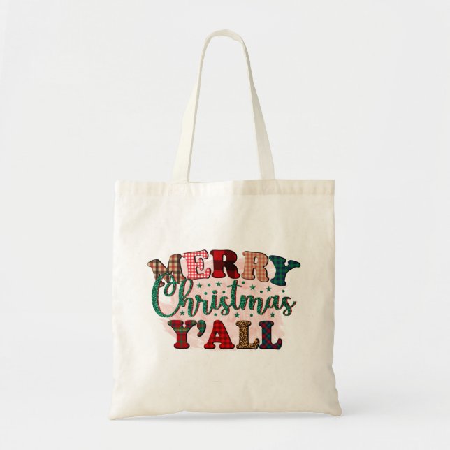 Frohe Weihnachten Y"all tote bag Tragetasche (Vorne)