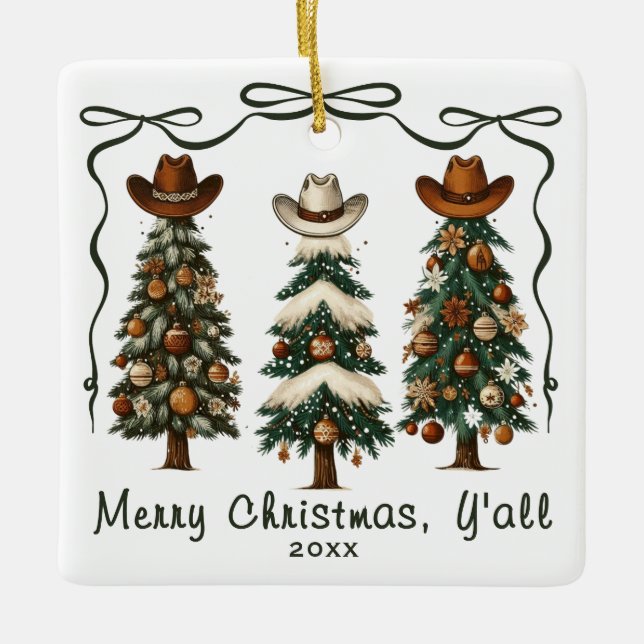 Frohe Weihnachten Y'all Christmas Tree Ornament (Vorderseite)