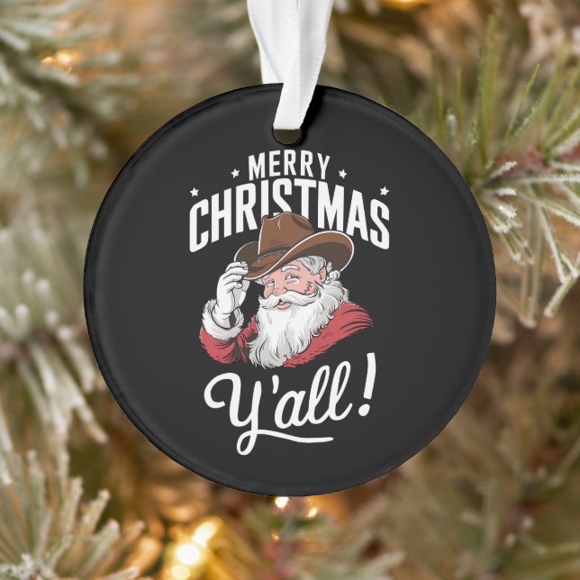 Frohe Weihnachten Y'all Country Cowboy Santa Claus Ornament (Baum)
