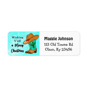 Frohe Weihnachten Y'all Cowboy Boots, Hat