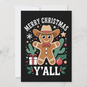 Frohe Weihnachten Yall Cowboy Ingwerbrot Kaktus Einladung