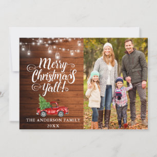 Frohe Weihnachten Y'all Foto Lights Wood Truck