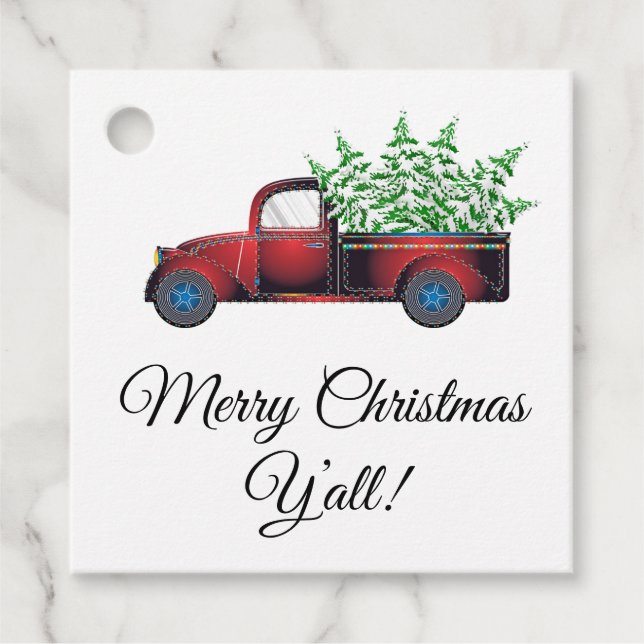 Frohe Weihnachten Y'all Gefälligkeitstags Geschenkanhänger (Vorderseite)