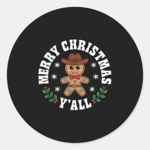 Frohe Weihnachten Yall Gingerbread Cowboy Howdy We Runder Aufkleber