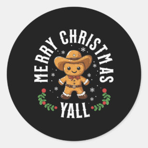 Frohe Weihnachten Yall Gingerbread Cowboy Howdy We Runder Aufkleber