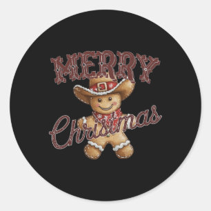 Frohe Weihnachten Yall Gingerbread Cowboy Howdy We Runder Aufkleber