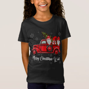 Frohe Weihnachten Y'all Gnomes Santa Retro Red Tru T-Shirt