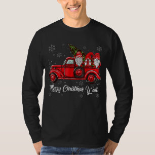 Frohe Weihnachten Y'all Gnomes Santa Retro Red Tru T-Shirt