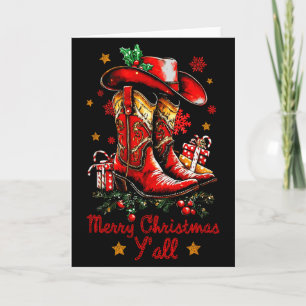 Frohe Weihnachten Yall Howdy Weihnachtsstiefel Cow Karte