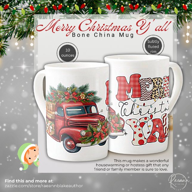 Frohe Weihnachten Y'all Knochen China Tasse (Von Creator hochgeladen)