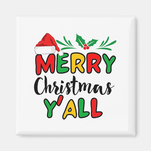 Frohe Weihnachten Y'all Magnet (Vorne)