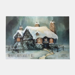Frohe Weihnachten Y'All Marvelous Winter Night Fußmatte