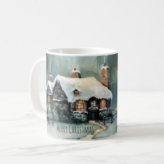 Frohe Weihnachten Y'All Marvelous Winter Night Kaffeetasse (Vorderseite Links)