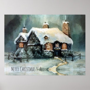 Frohe Weihnachten Y'All Marvelous Winter Night Poster