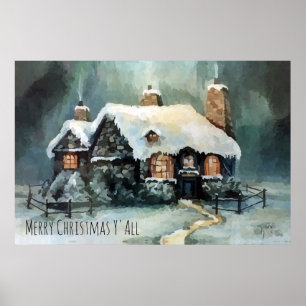Frohe Weihnachten Y'All Marvelous Winter Night Poster