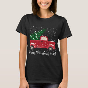 Frohe Weihnachten Y'all Red Truck Weihnachtsbaum X T-Shirt