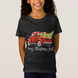Frohe Weihnachten Y'all Retro Red Truck Weihnachte T-Shirt