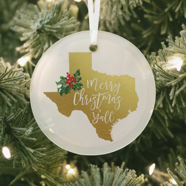 Frohe Weihnachten Y'all Texas Glas Ornament Ornament Aus Glas (InSitu)
