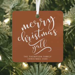 Frohe Weihnachten Y'all Texas Holiday Foto Ornament Aus Metall