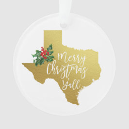 Frohe Weihnachten Y'all Texas Ornament