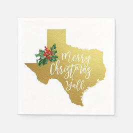 Frohe Weihnachten Y'all Texas Staat Napkins Serviette