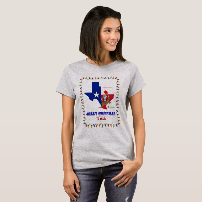 Frohe Weihnachten Y'All Texas Style T-Shirt (Vorne ganz)