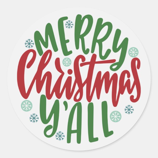Frohe Weihnachten Y'all Umschlag Aufkleber Sticker (Vorderseite)